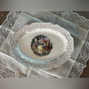 Sabin Courting Couple Warranted 22 Gold Oval Serving Platter